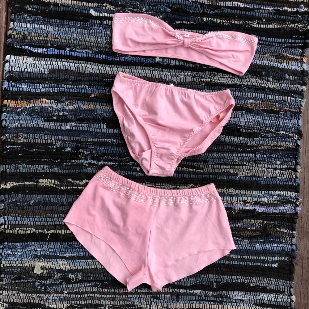 Hunza G Pink 3 piece Bikini Swimsuit LAST ONE
